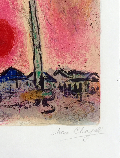 Original Marc Chagall Lithograph for sale "Regards sur Paris" 1960. From the signed edition of 25 - Mourlot 353. Sold at Denis Bloch Fine Art.