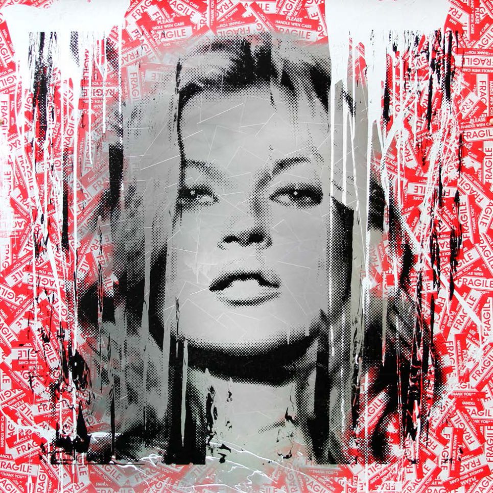 Kate Moss Mixed Media Fragile Stickers Silver