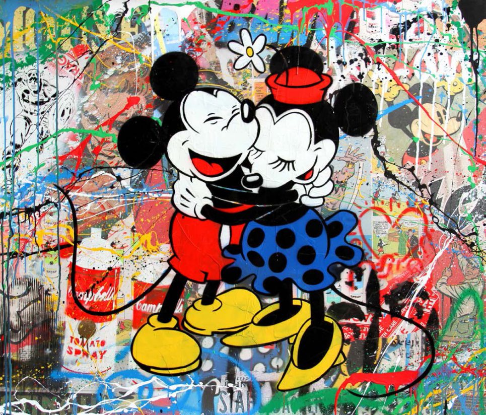 Mr Brainwash Mickey Minnie Hug Original