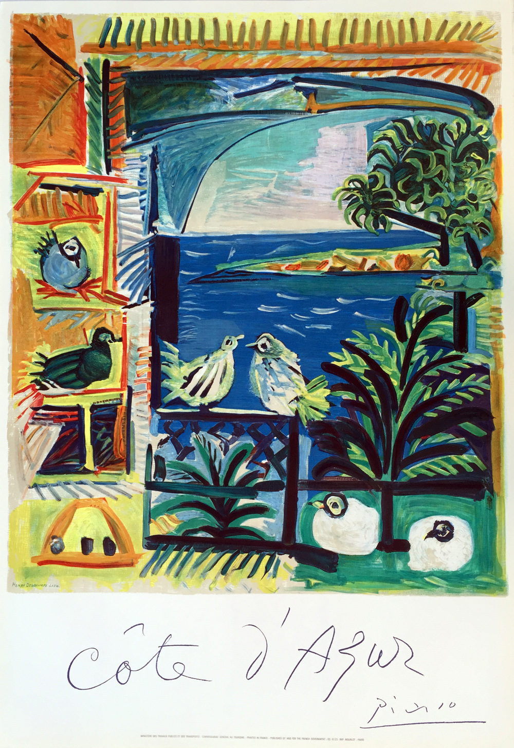 nudler blåhval nitrogen Pablo Picasso - Cote d'Azur 1962 Vintage Lithograph Poster - Denis Bloch  Fine Art