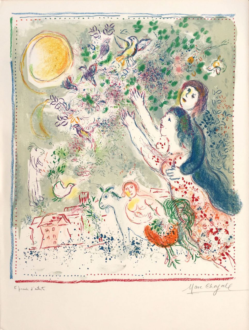 Marc Chagall Lithograph Chase a Oiseau Bleu