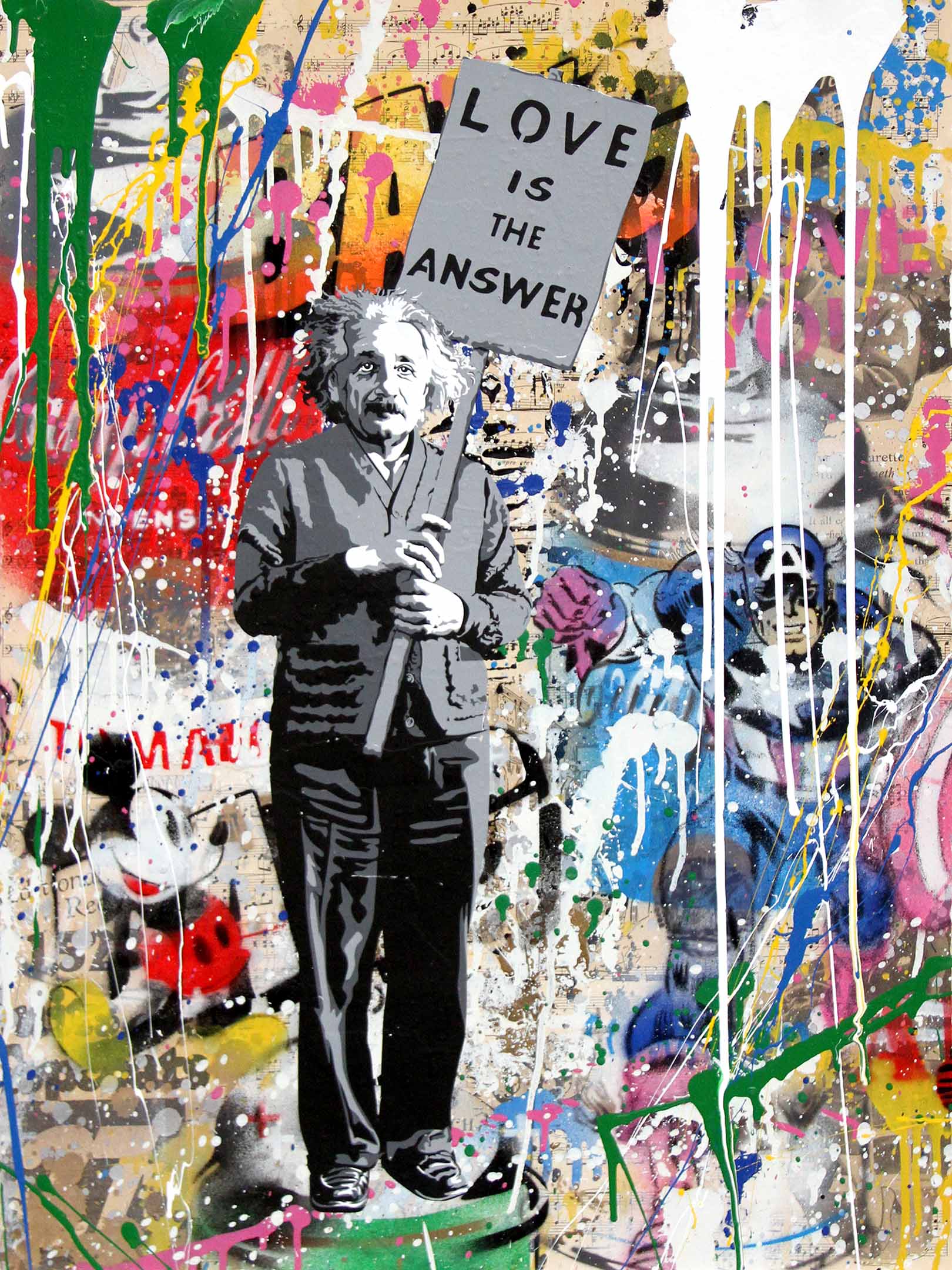 Graffiti Street Artwork Love Is The Answer Einste Canvas Print Figure Painting 