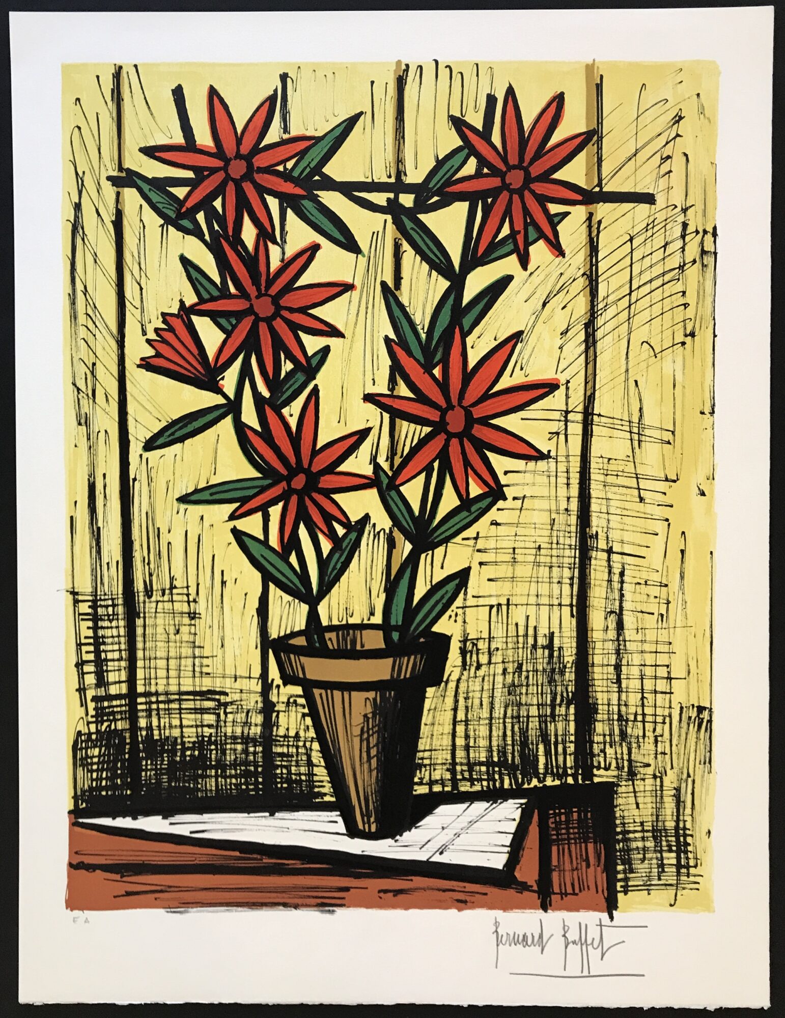 Bernard Buffet - Marguerites Rouges (Red Daisies) - For Sale