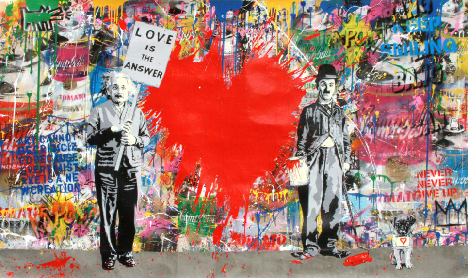 Mr. Brainwash - Juxtapose – Red Heart (44 x 74)