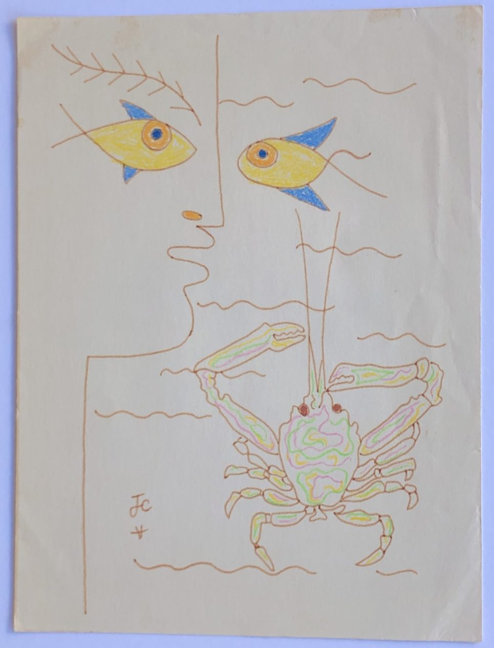 Jean Cocteau - Profile with Fish and Crab