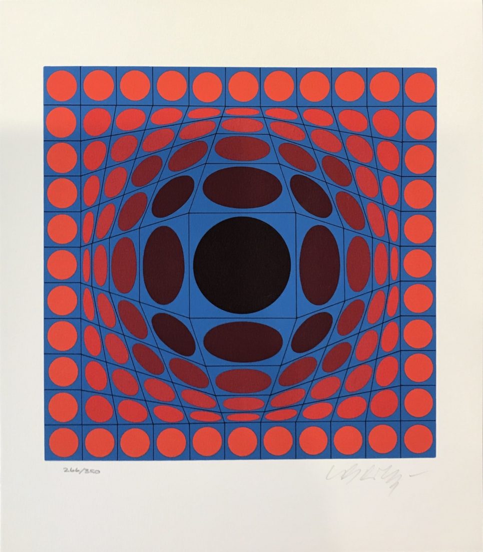 Victor Vasarely - Blue and Red Composition