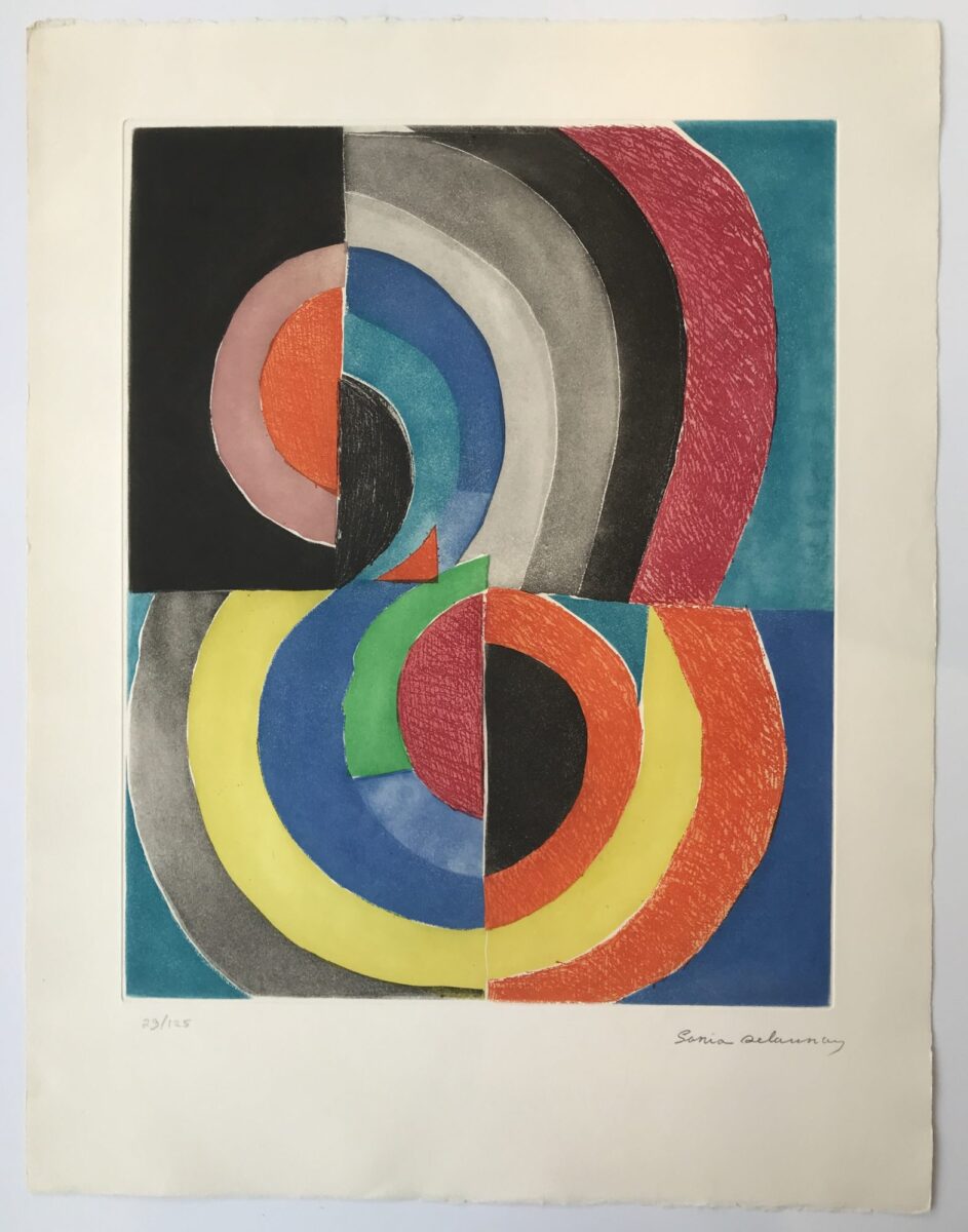 Sonia Delaunay, Composition With Semicircles, 1970 Etching For Sale