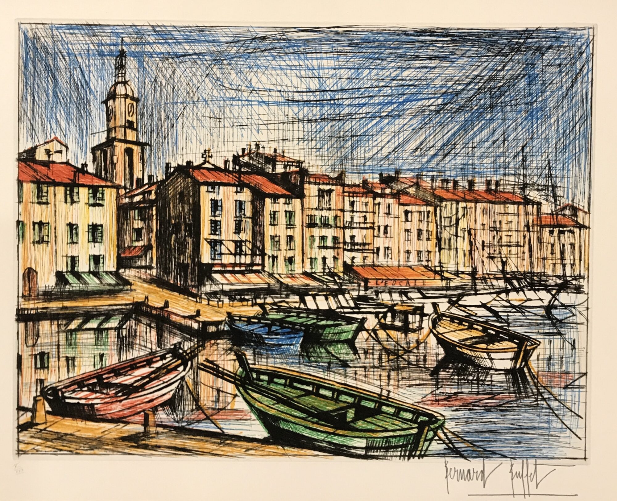 大得価低価ベルナール・ビュッフェ、【Saint-Tropez，la Ponche】 絵画